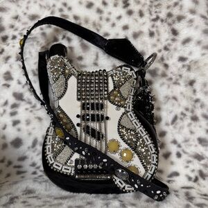Mary Frances Embellished Black and White Guitar Bag